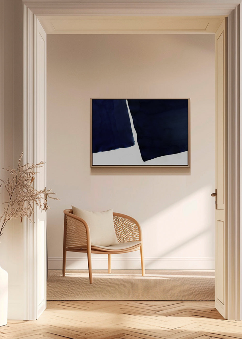 Minimalistisk design navy blå vandrette blokke