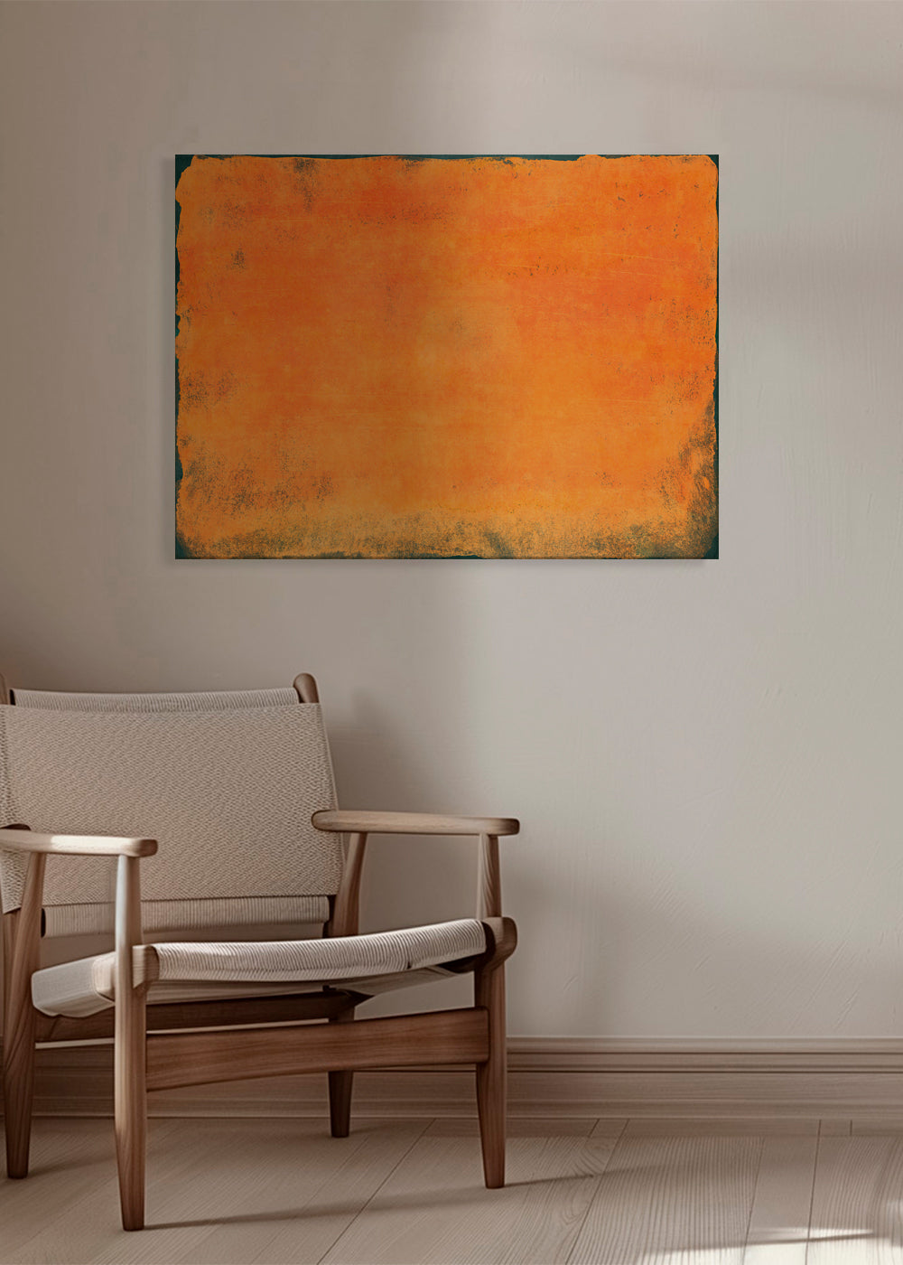 Abstrakt orange farvefelt maleri