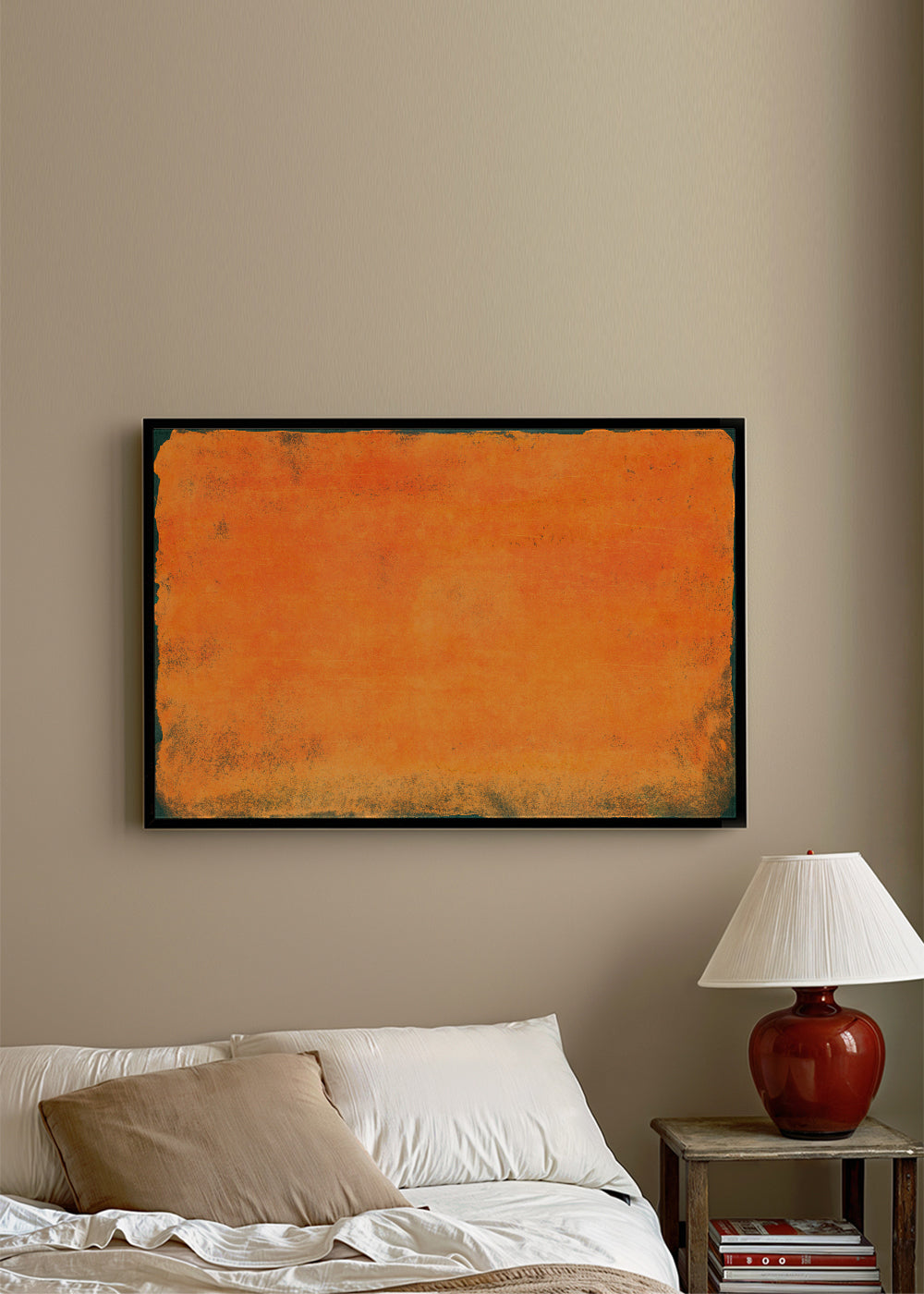 Abstrakt orange farvefelt maleri