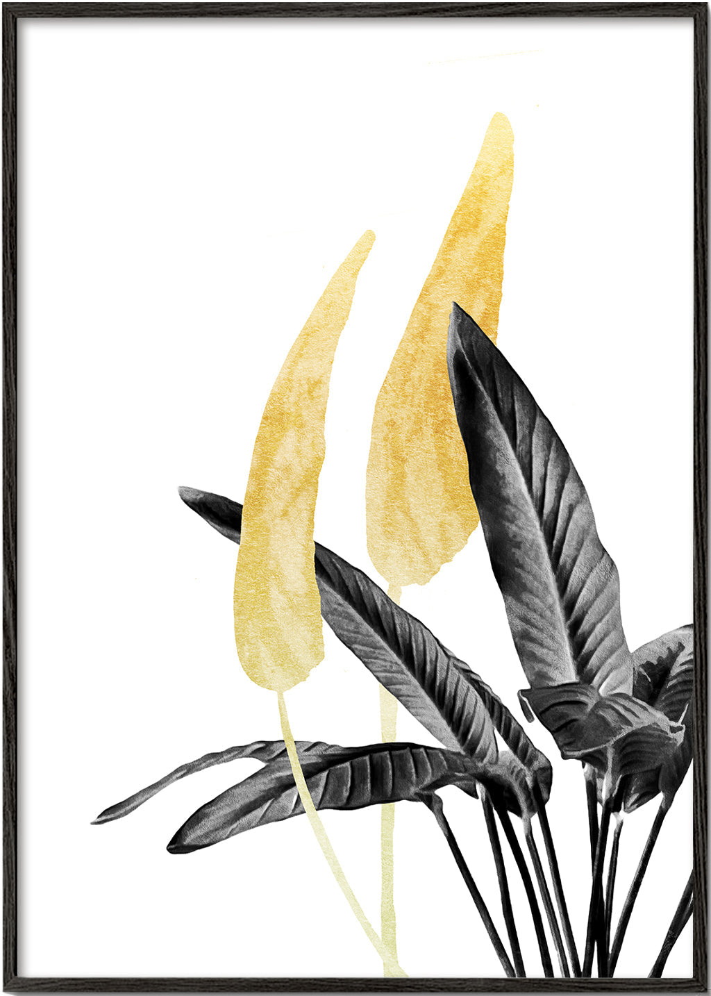 Botanisk plakat med gyldent blad