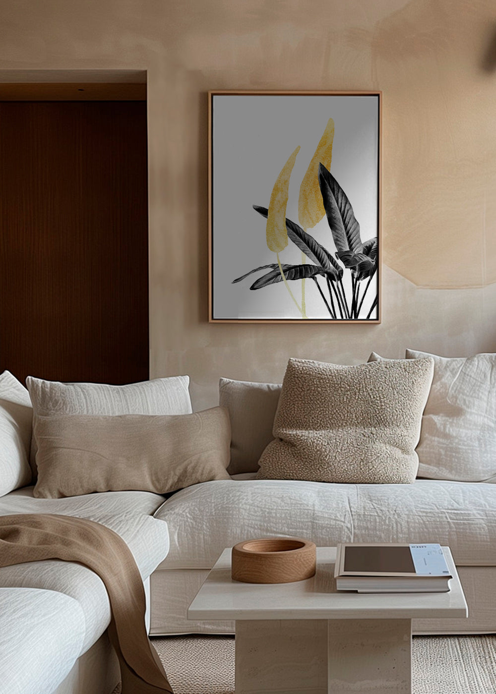 Botanisk plakat med gyldent blad