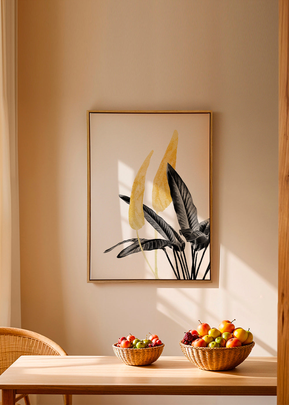 Botanisk plakat med gyldent blad