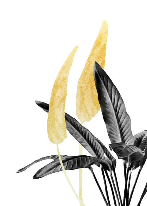 Botanisk plakat med gyldent blad