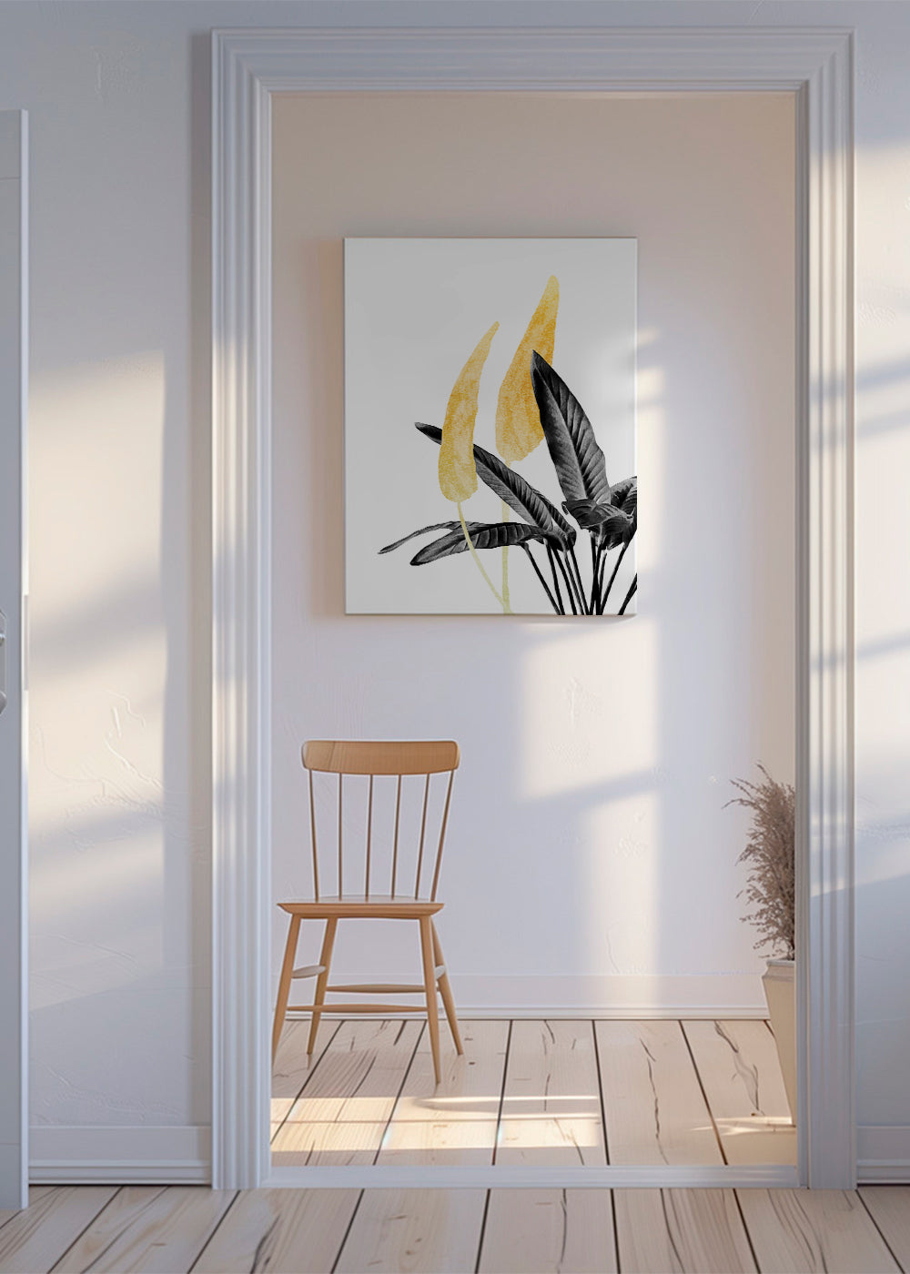 Botanisk plakat med gyldent blad