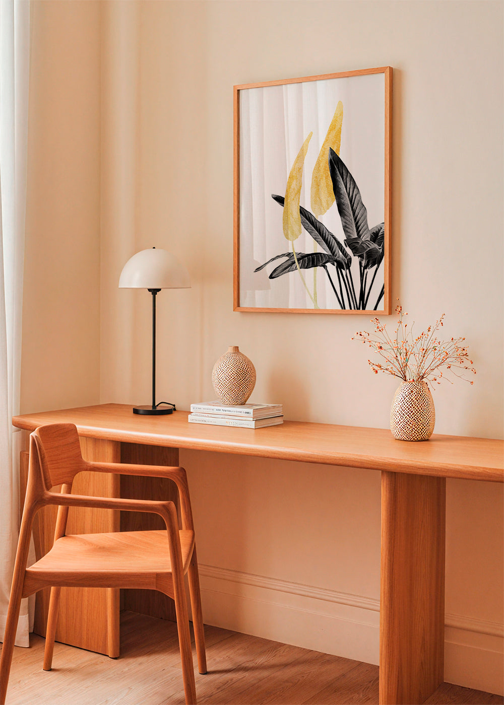 Botanisk plakat med gyldent blad