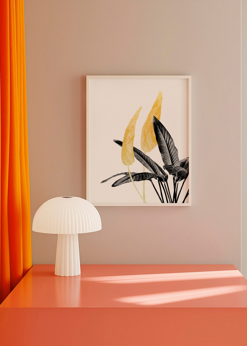 Botanisk plakat med gyldent blad