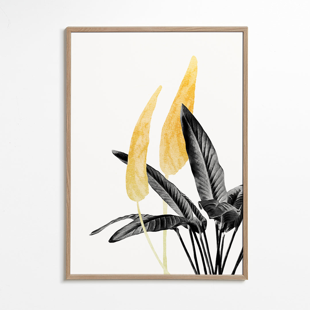 Botanisk plakat med gyldent blad