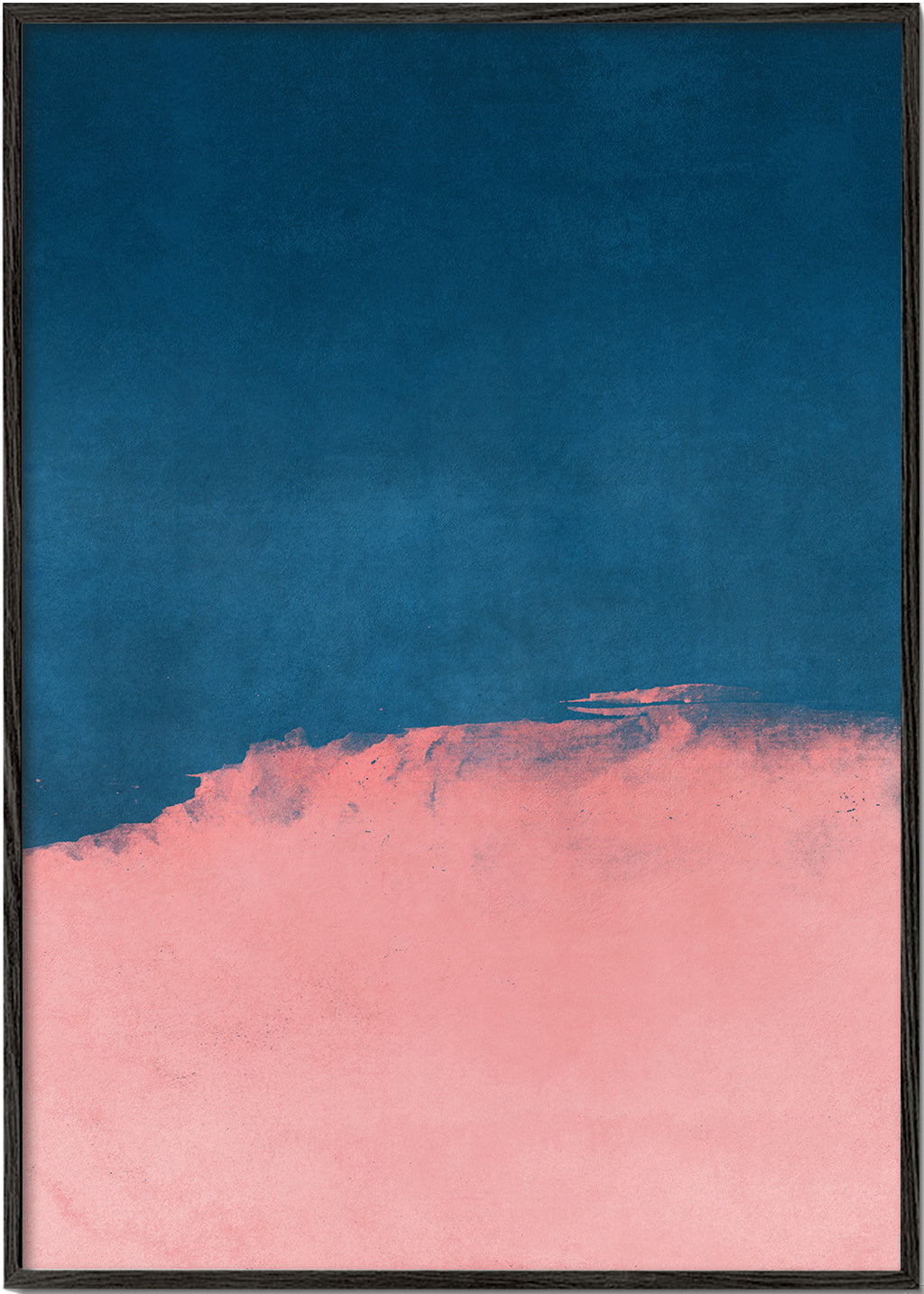 Minimalistisk landskab i rosa og blå