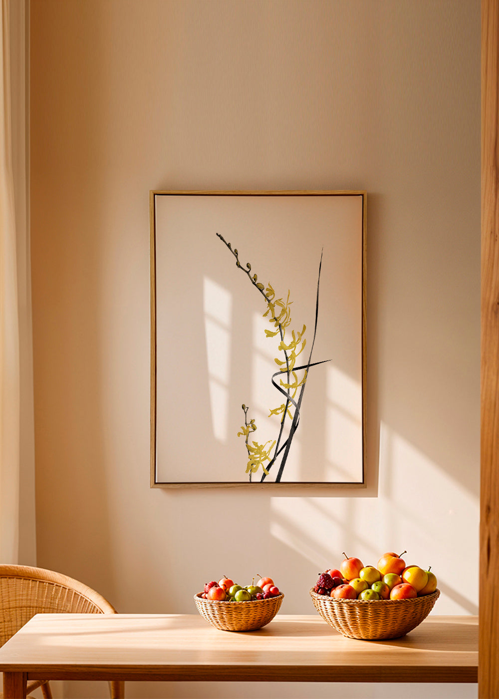 Botanisk plakat: gul orkidé minimal