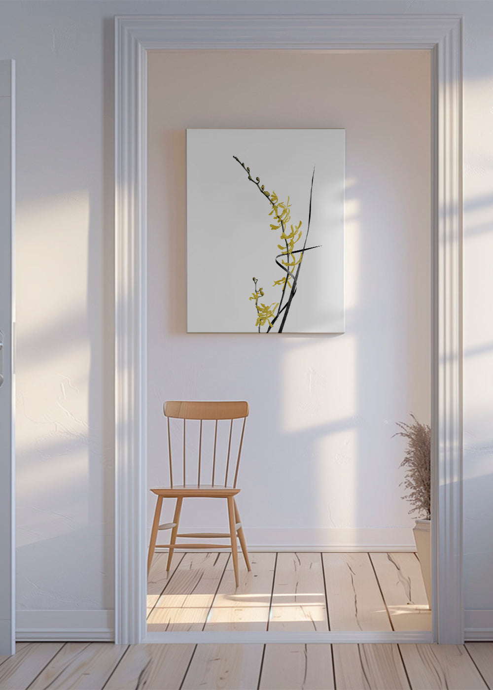 Botanisk plakat: gul orkidé minimal