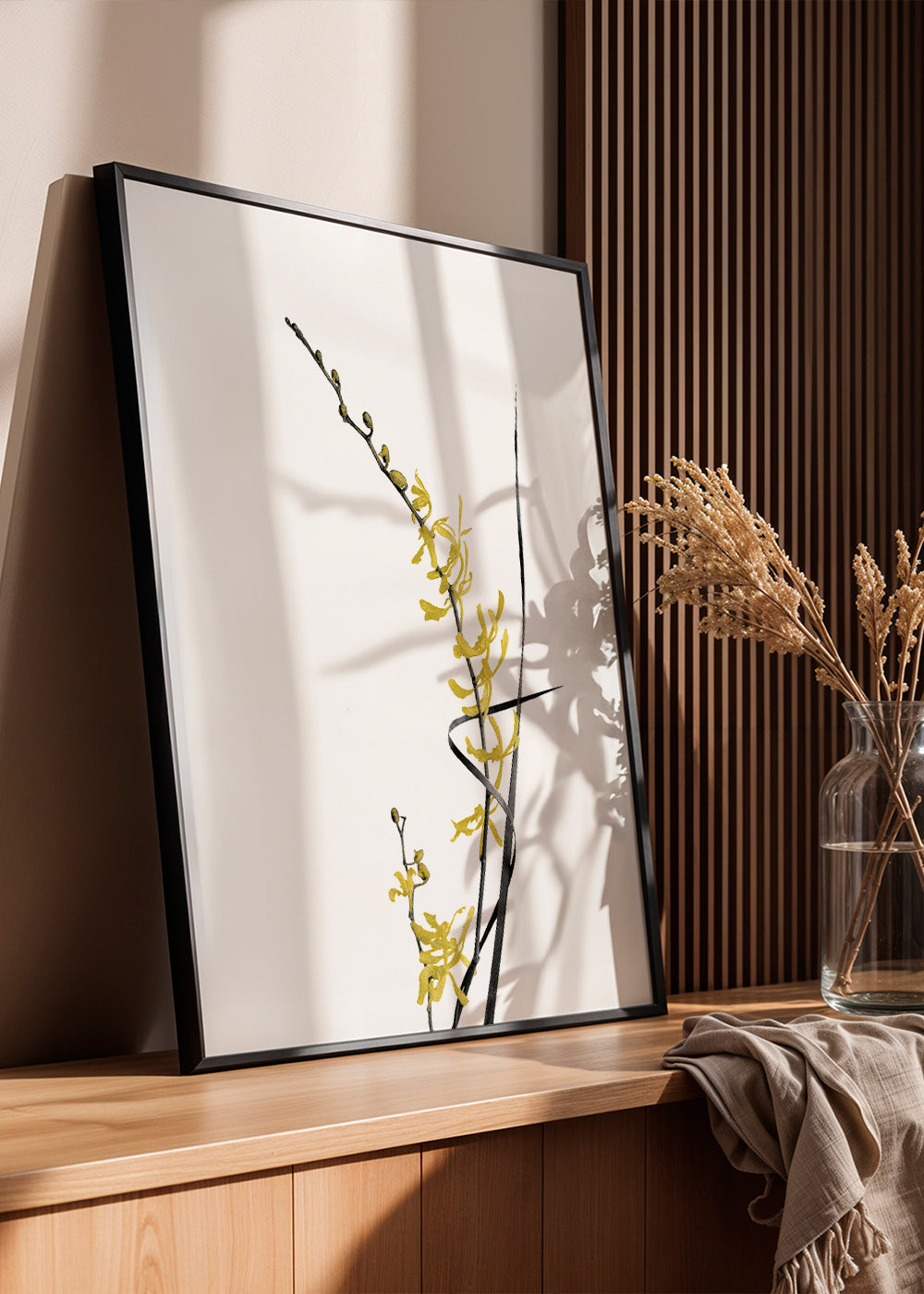 Botanisk plakat: gul orkidé minimal