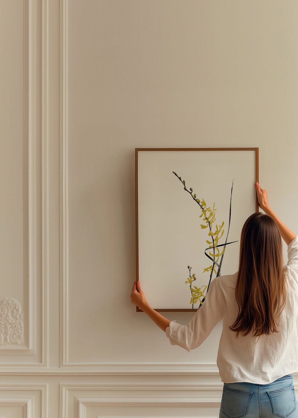 Botanisk plakat: gul orkidé minimal