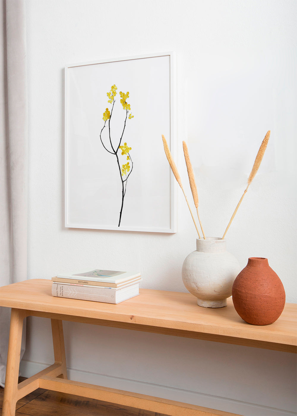 Botanisk plakat med gul gren