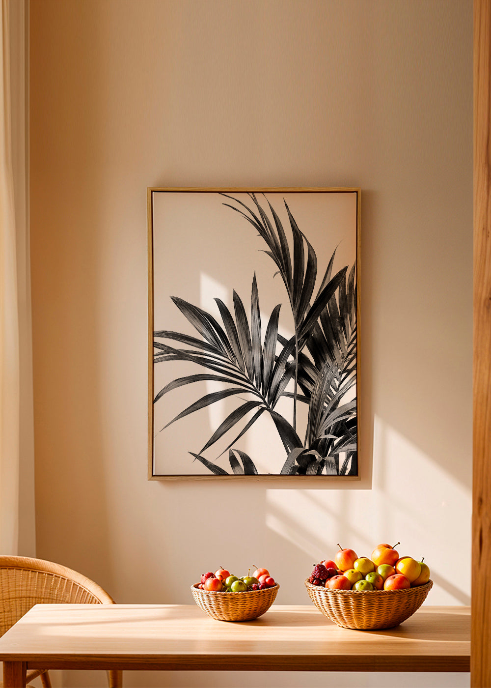 Botanisk plakat palmer i sort og hvid