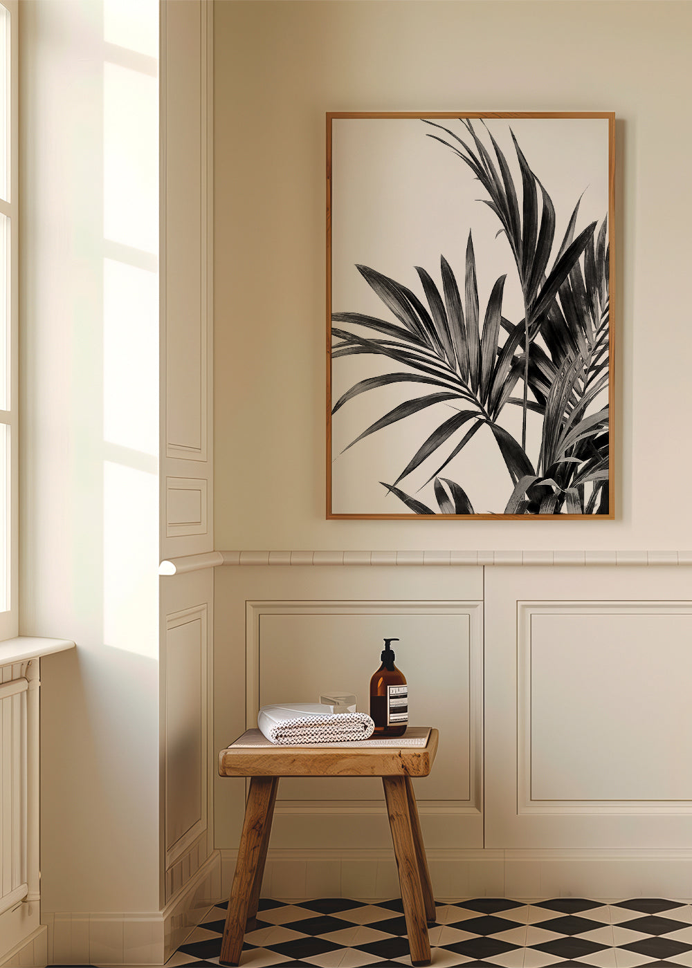 Botanisk plakat palmer i sort og hvid