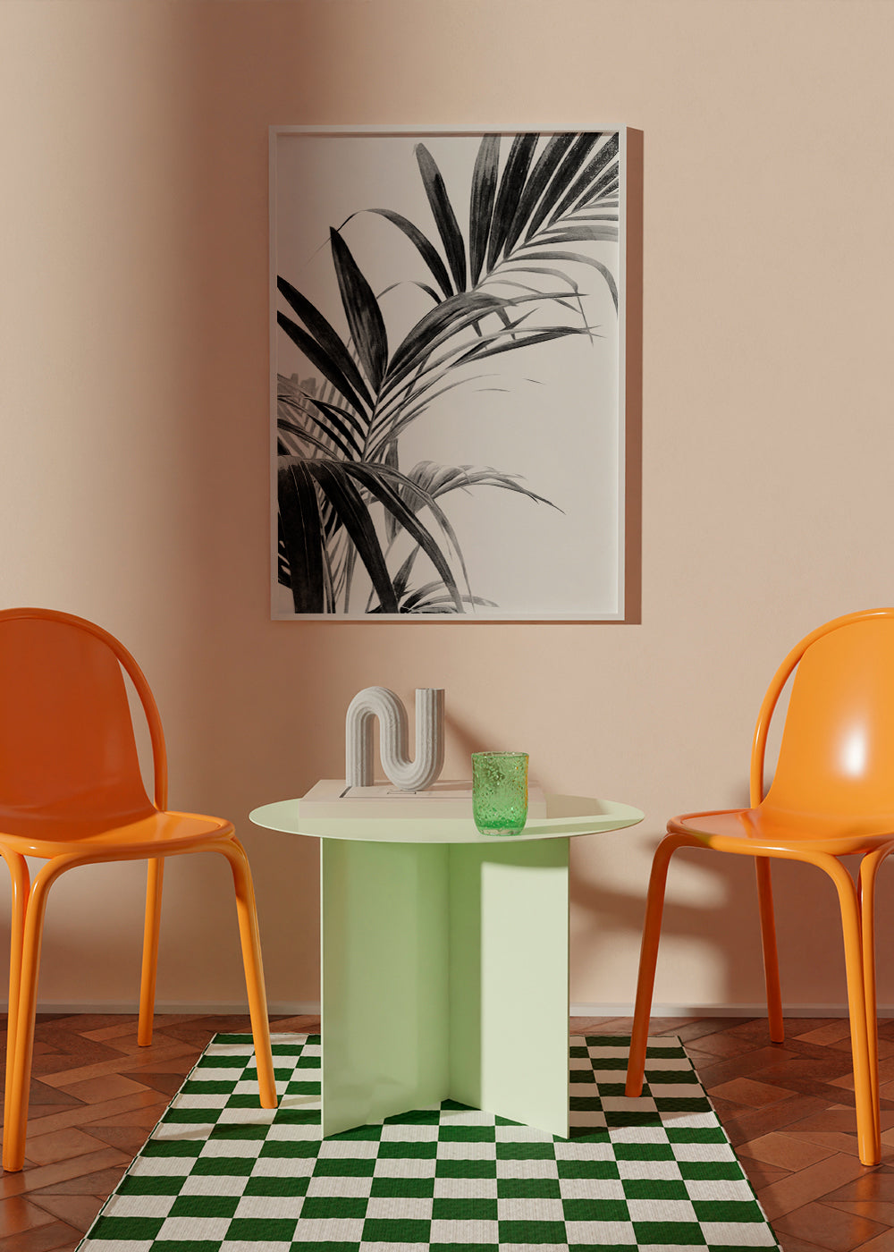 Botanisk plakat: palmeblade i sort-hvid