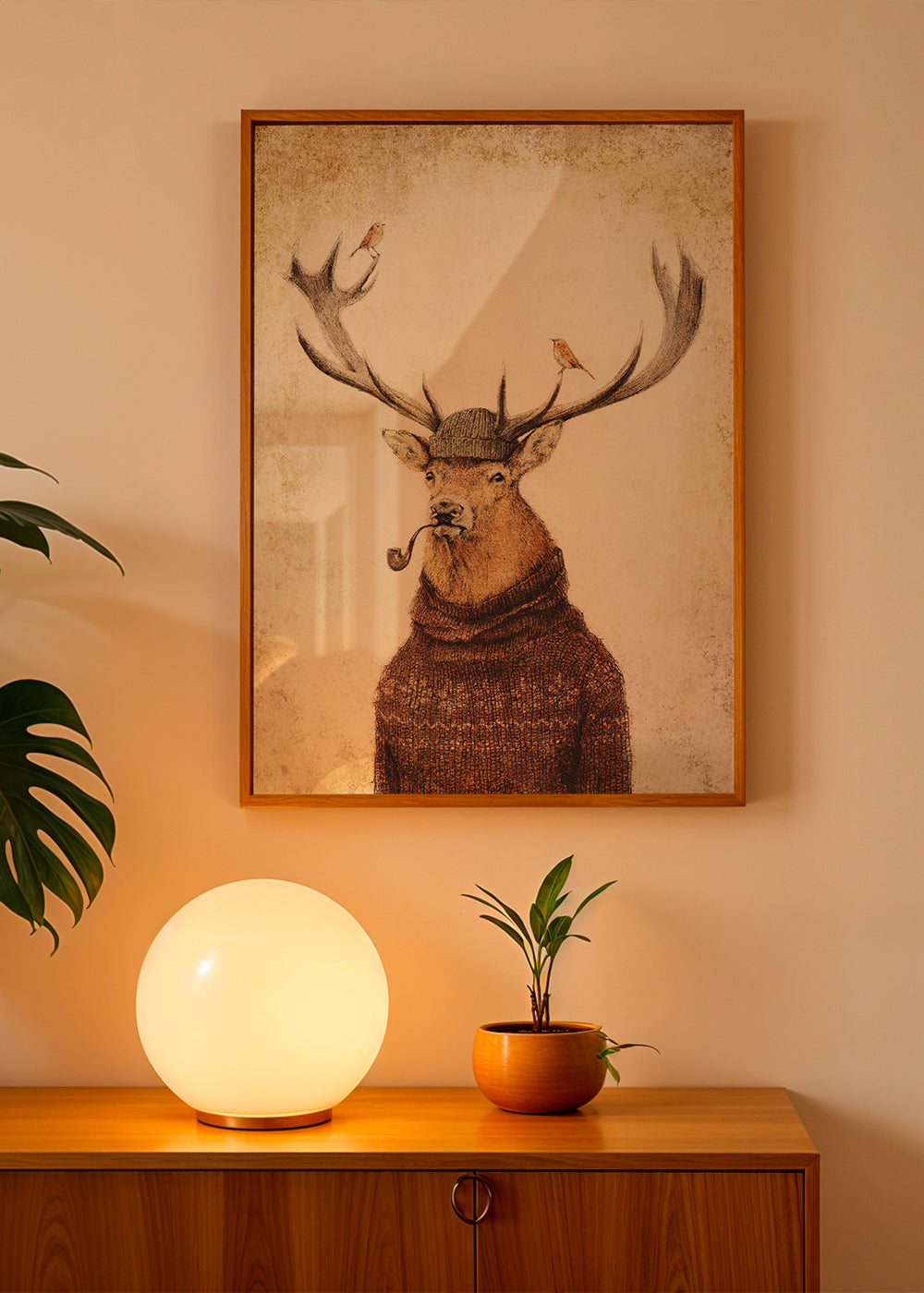Plakat hjort med pibe