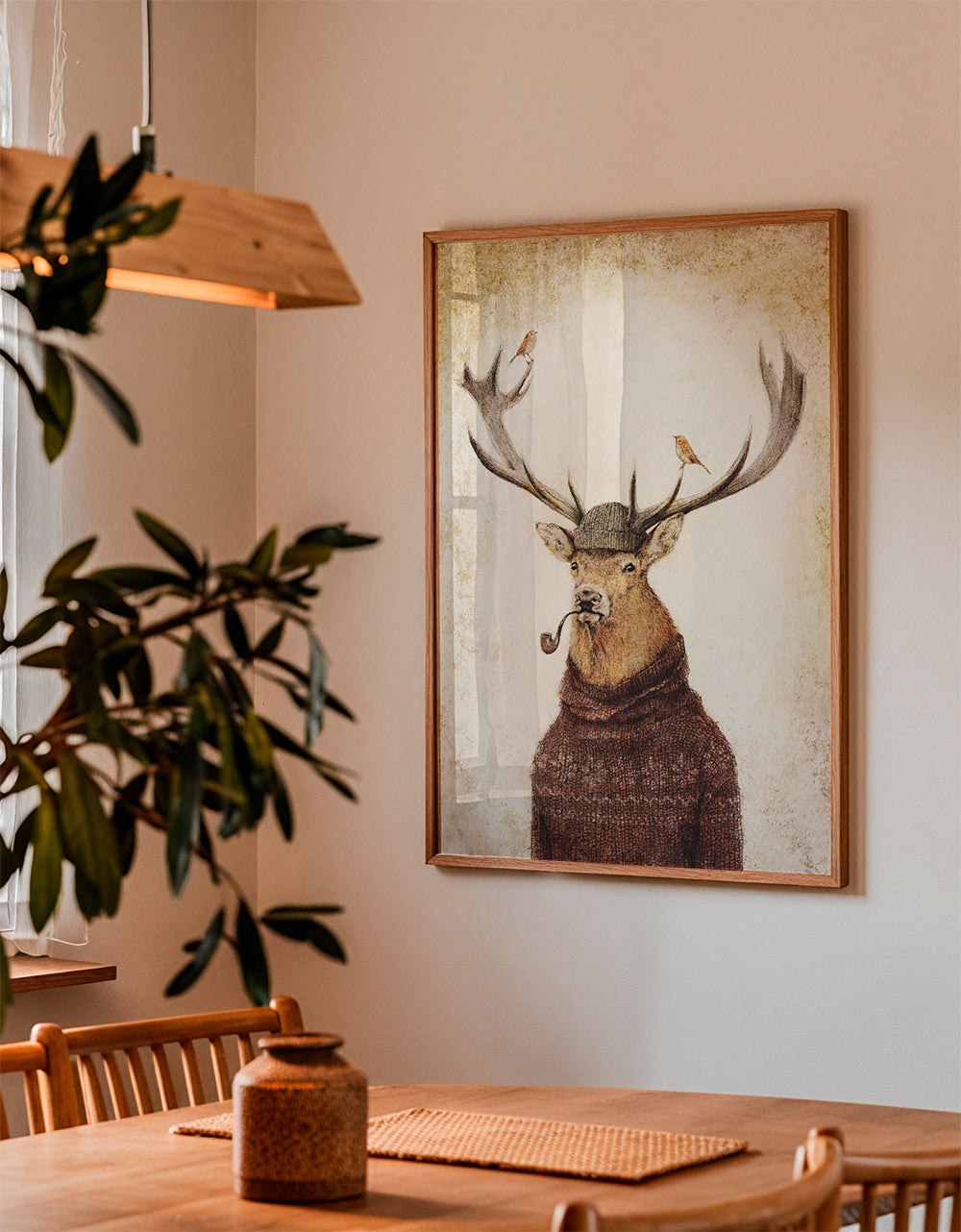 Plakat hjort med pibe