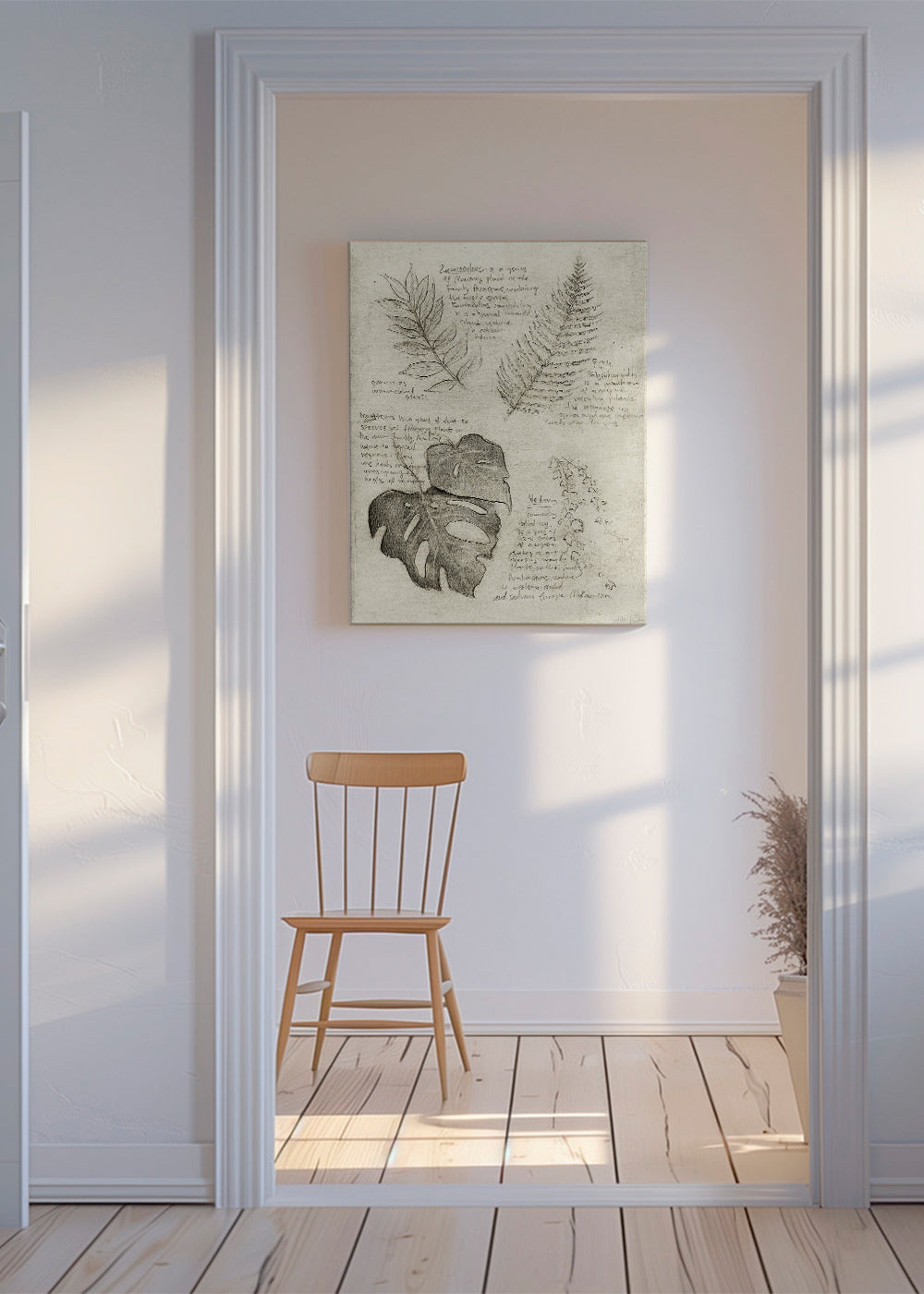Botanisk plakat med bladstudie