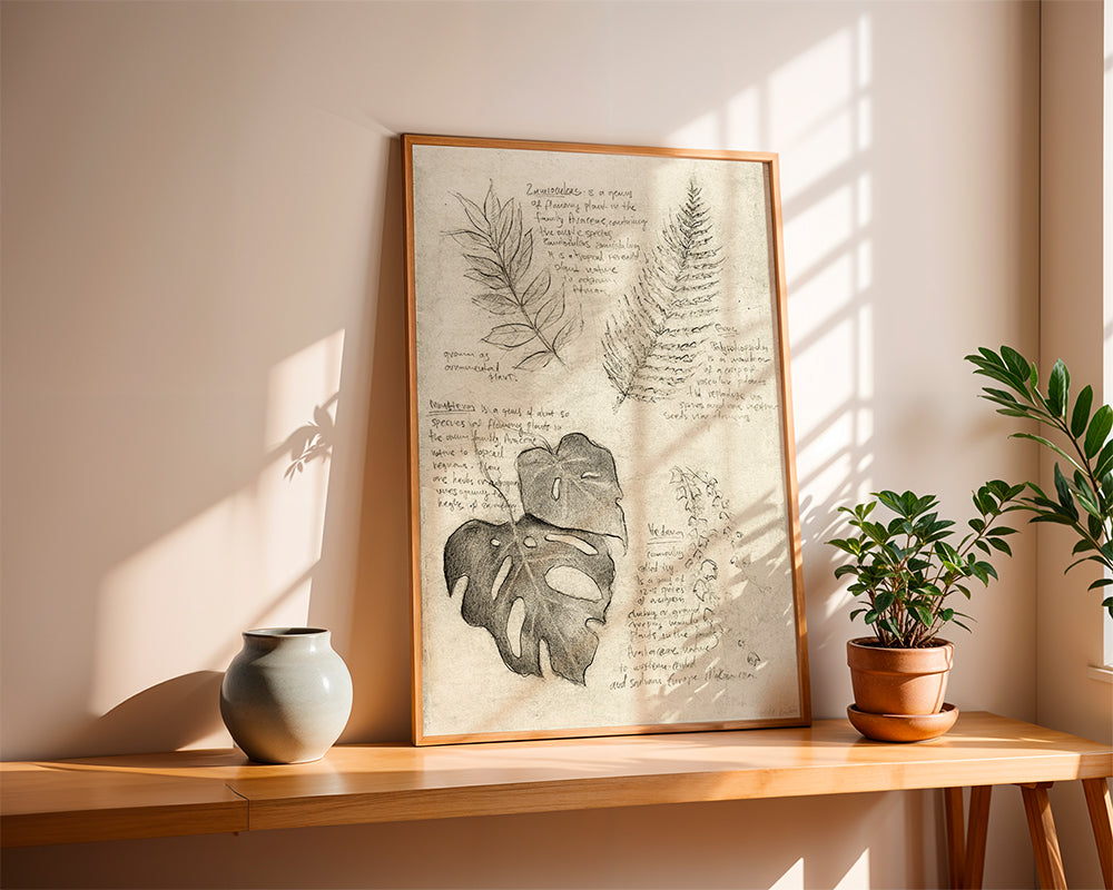 Botanisk plakat med bladstudie
