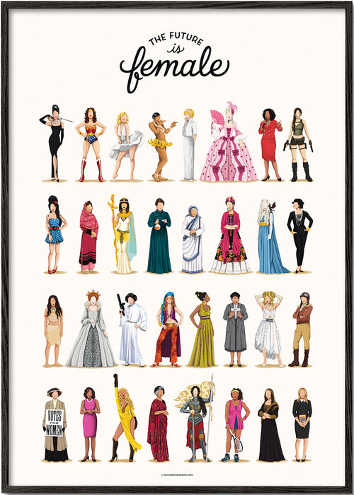 Illustration 'The Future is Female' ikoniske figurer