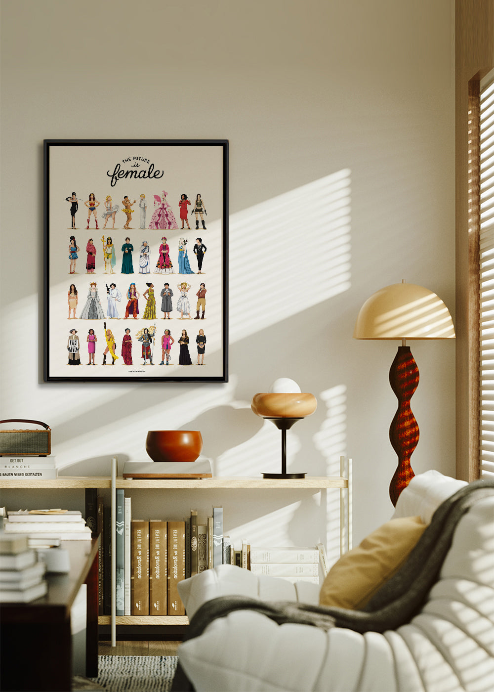 Illustration 'The Future is Female' ikoniske figurer