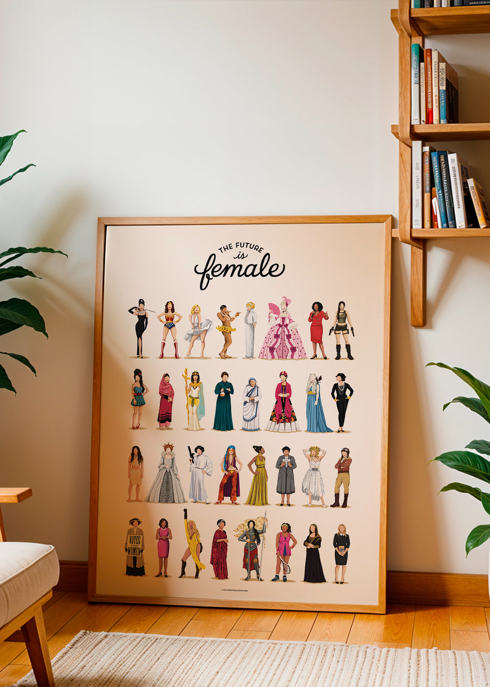 Illustration 'The Future is Female' ikoniske figurer