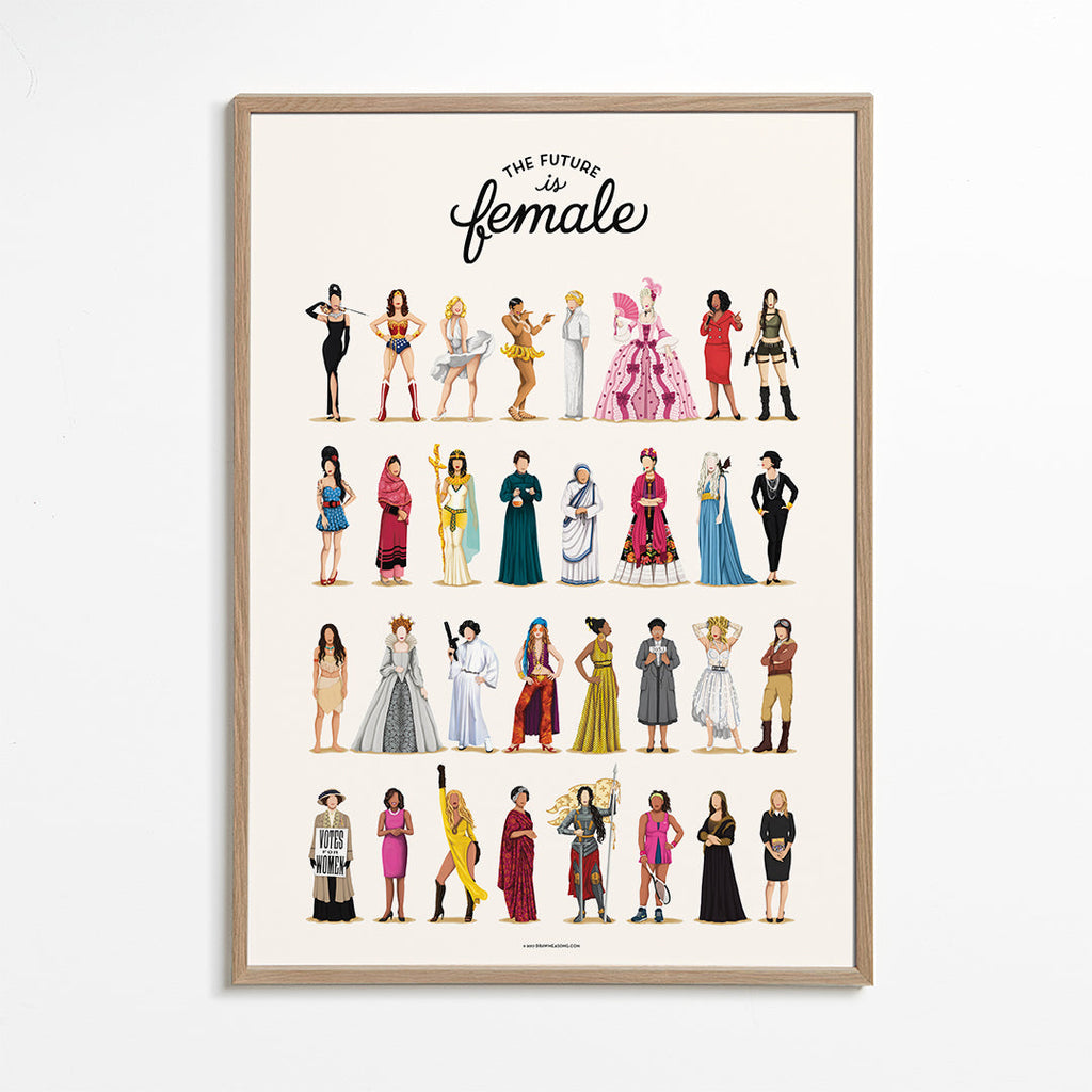 Illustration 'The Future is Female' ikoniske figurer