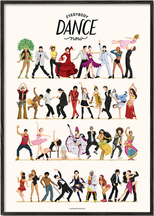 Illustration af dansere i bevægelse