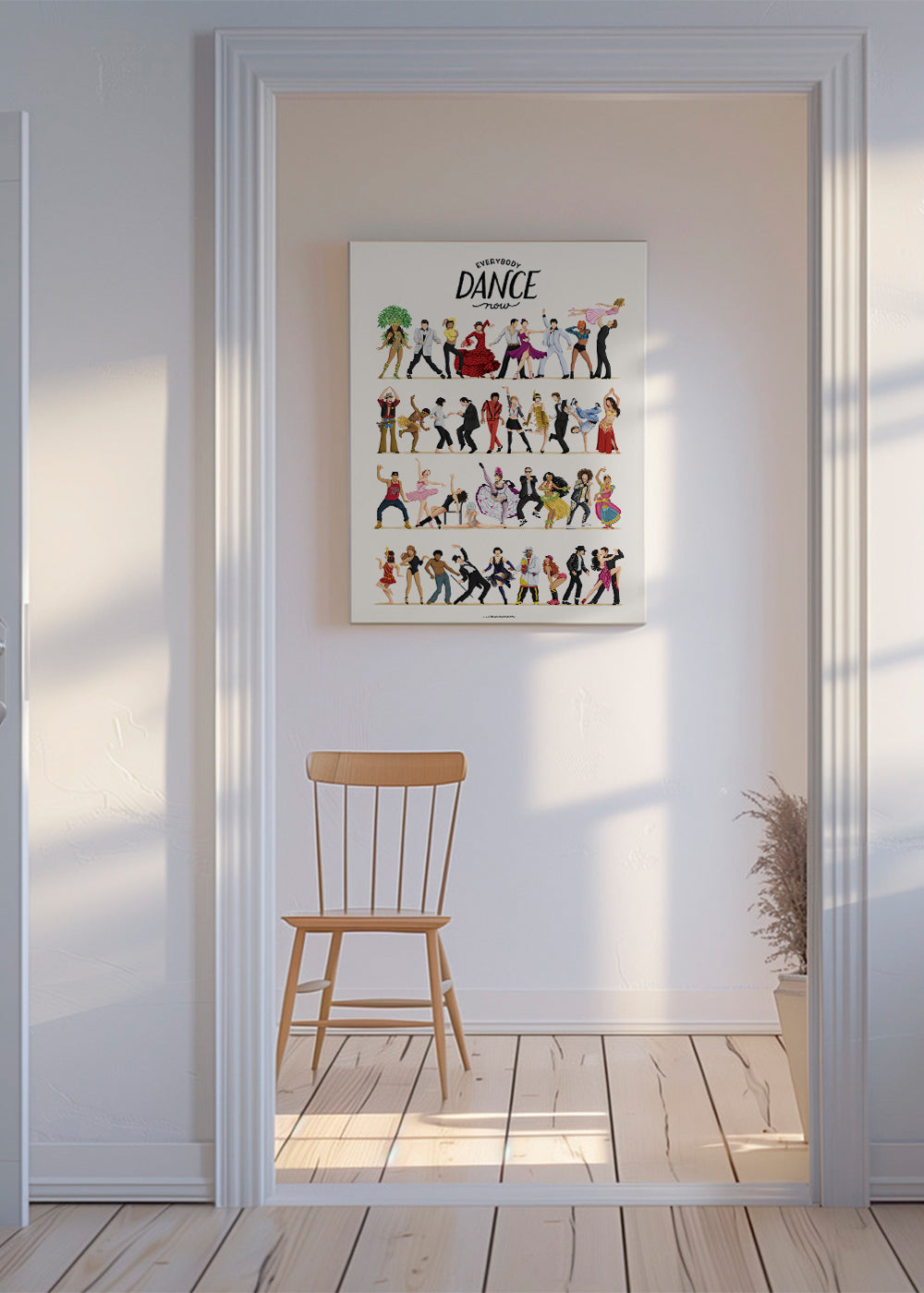 Illustration af dansere i bevægelse