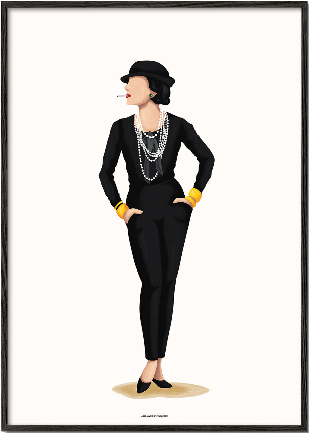 Coco Chanel illustration med perler