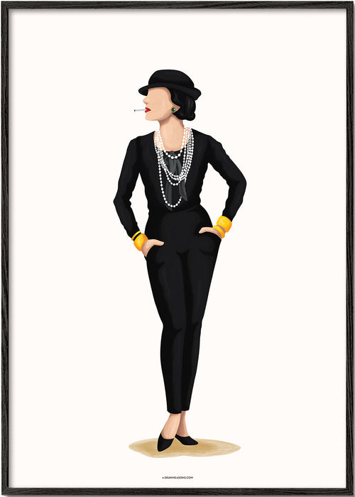 Coco Chanel illustration med perler