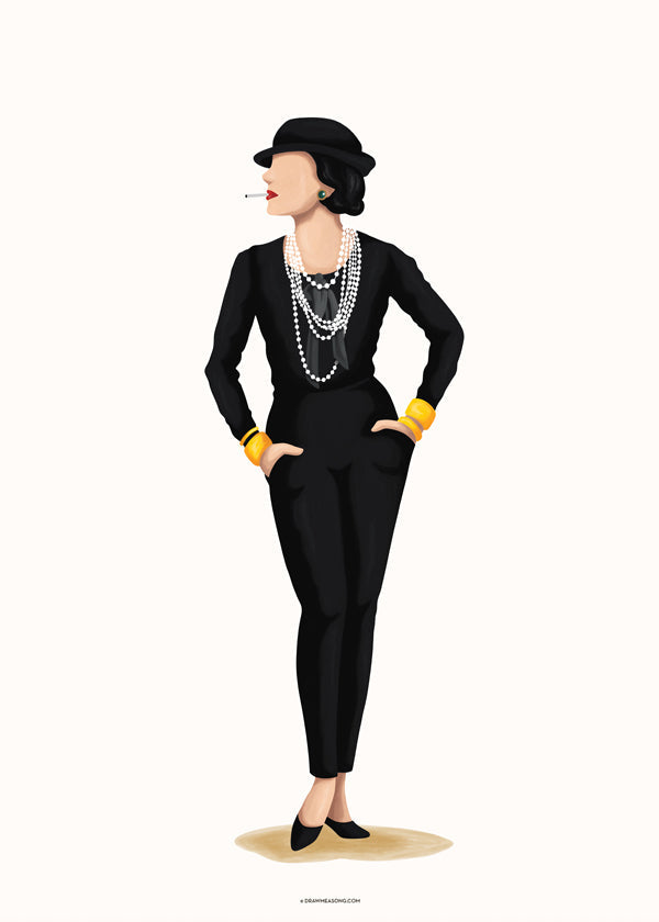 Coco Chanel illustration med perler