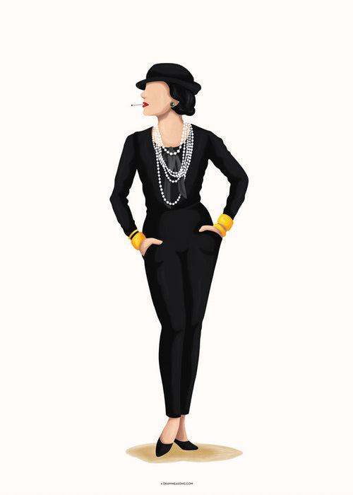 Coco Chanel illustration med perler