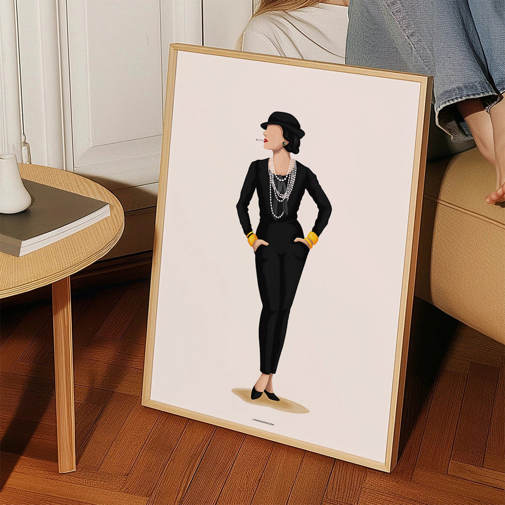 Coco Chanel illustration med perler