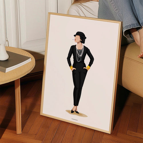 Coco Chanel illustration med perler