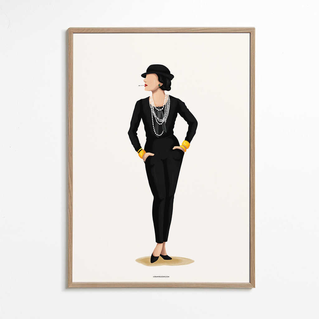 Coco Chanel illustration med perler