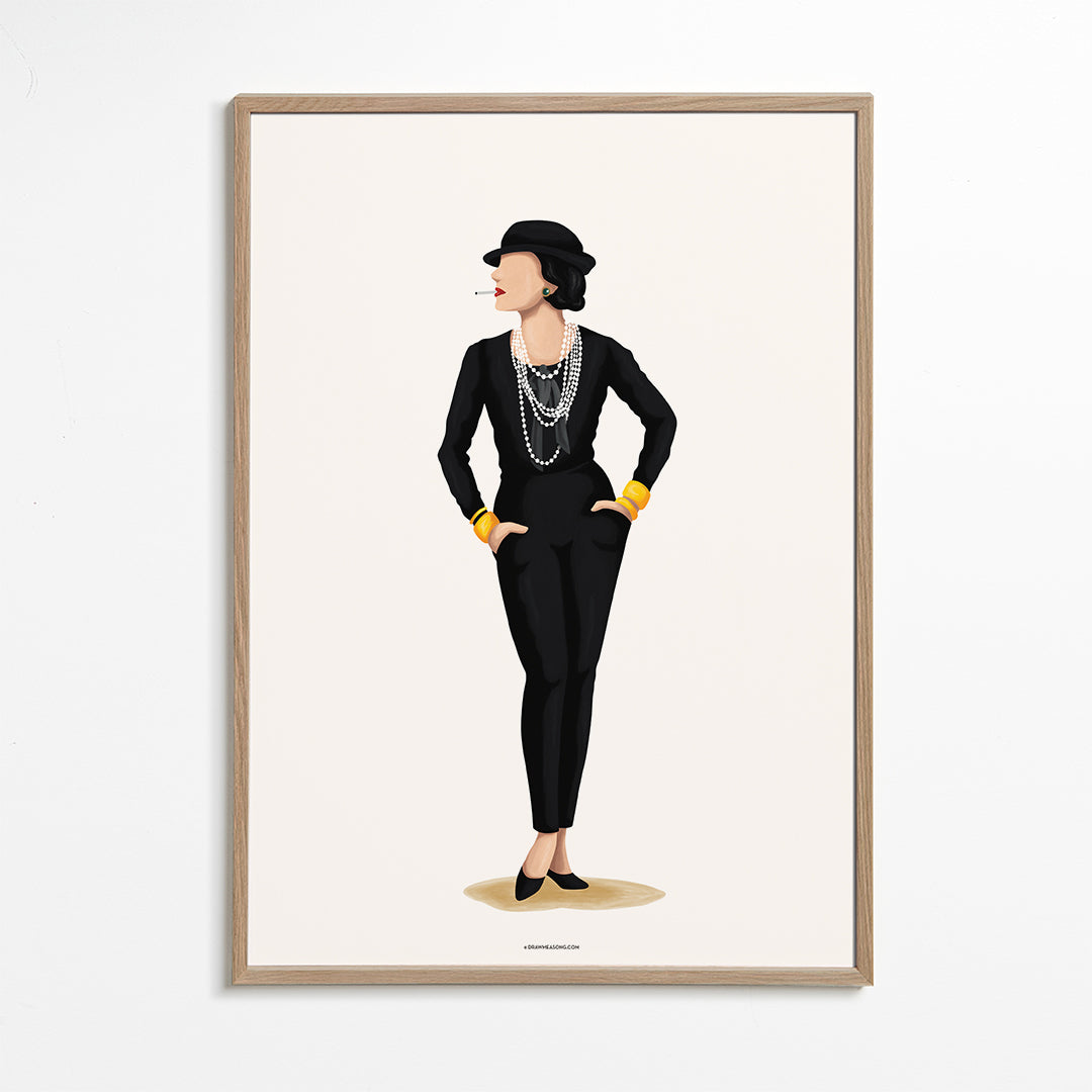 Coco Chanel illustration med perler