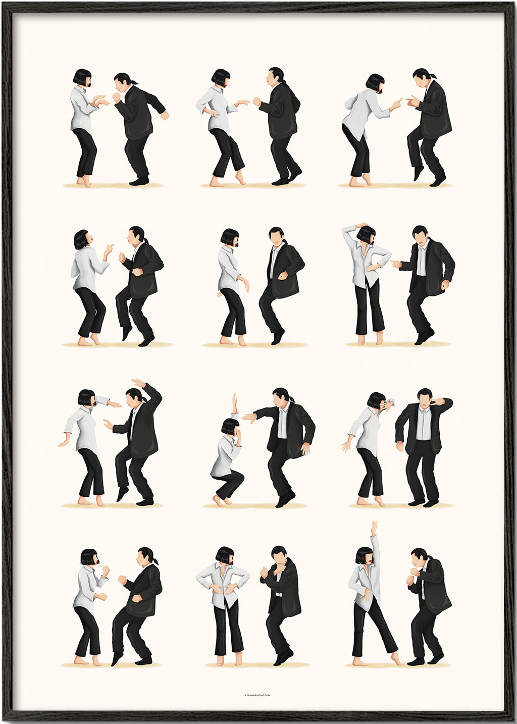 Illustration af dansende par i sekvens