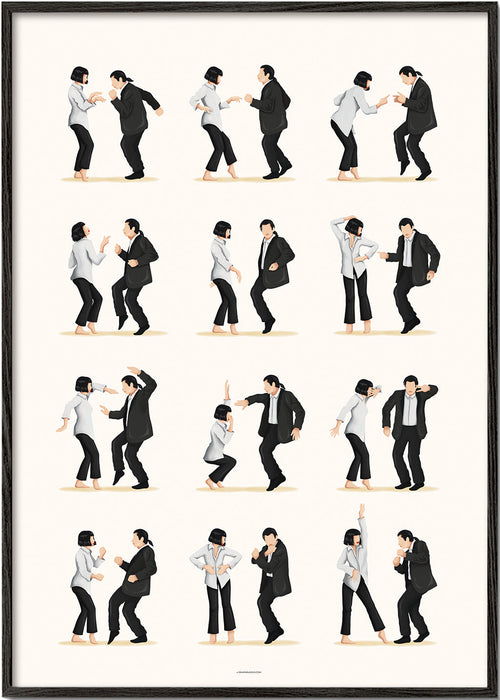 Illustration af dansende par i sekvens