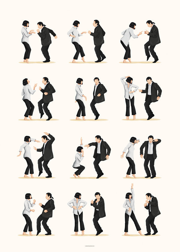 Illustration af dansende par i sekvens