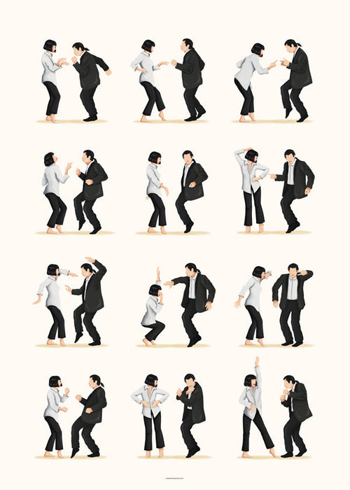 Illustration af dansende par i sekvens