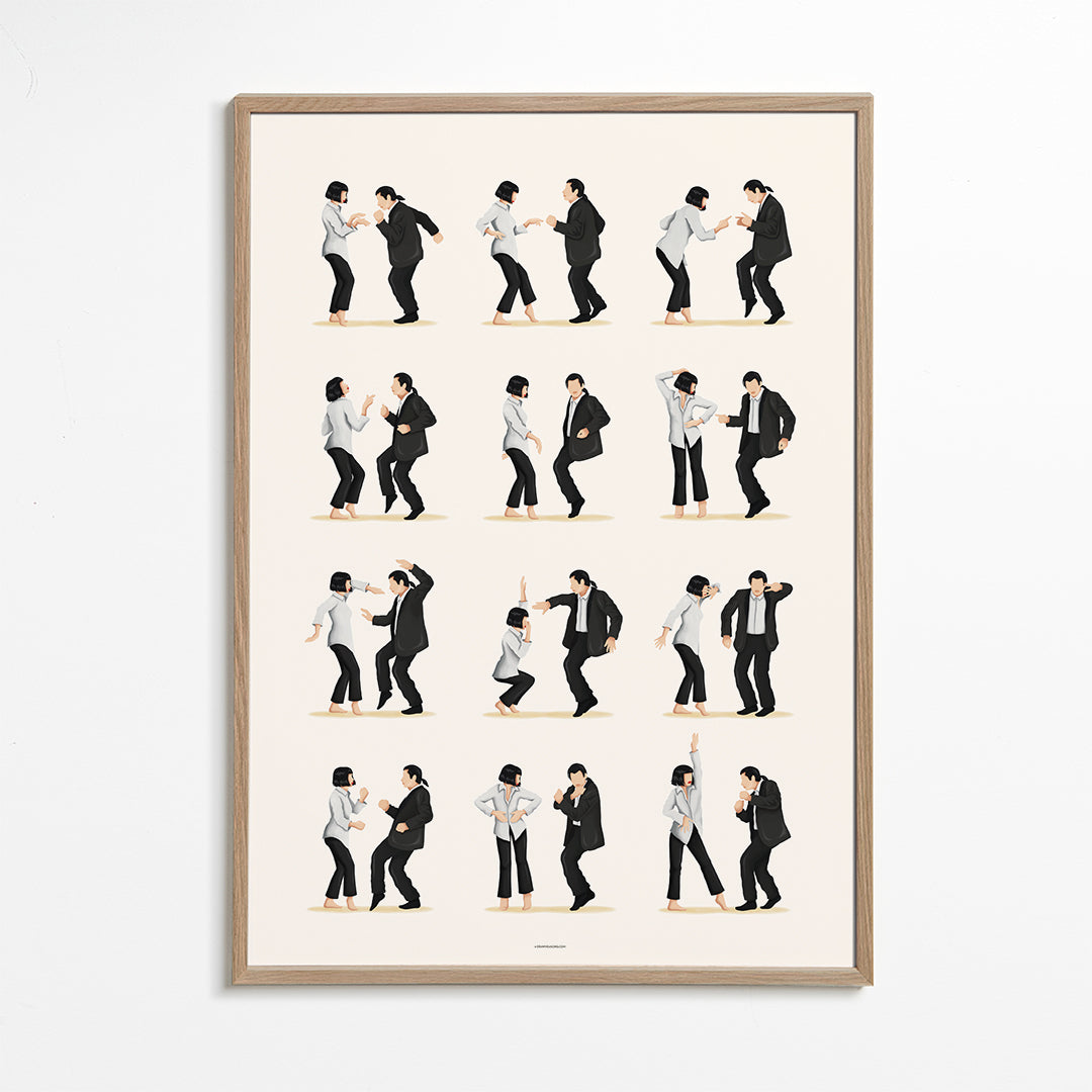 Illustration af dansende par i sekvens