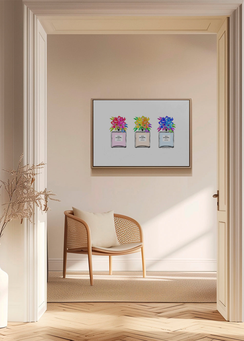 Illustration af parfume flasker med blomster