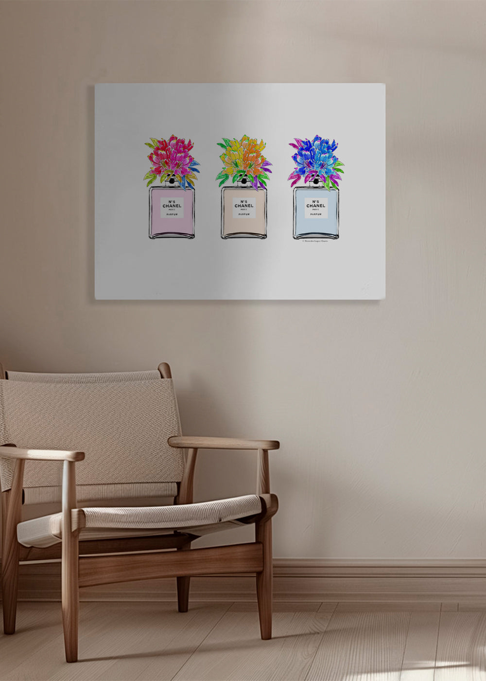 Illustration af parfume flasker med blomster