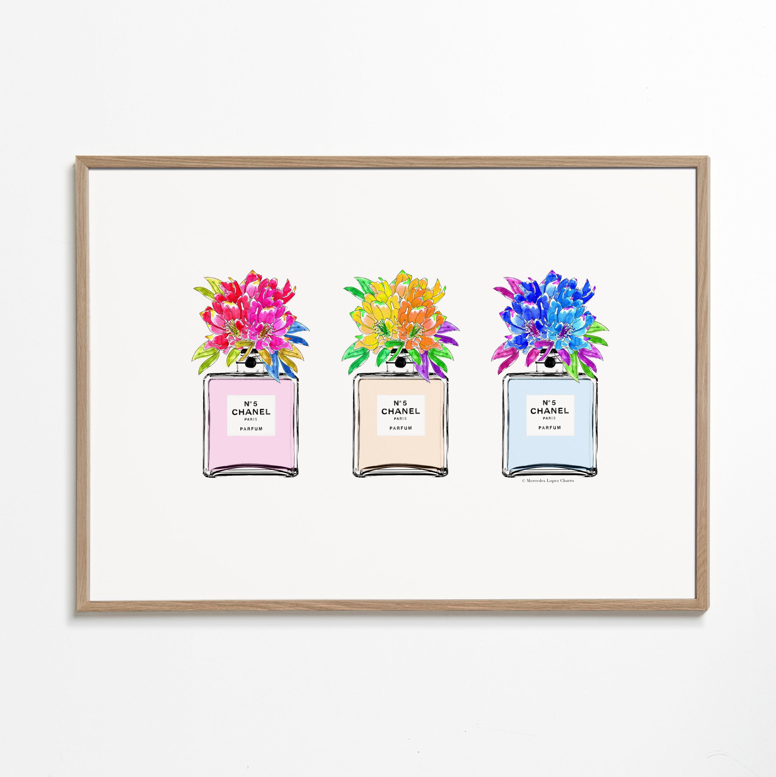 Illustration af parfume flasker med blomster