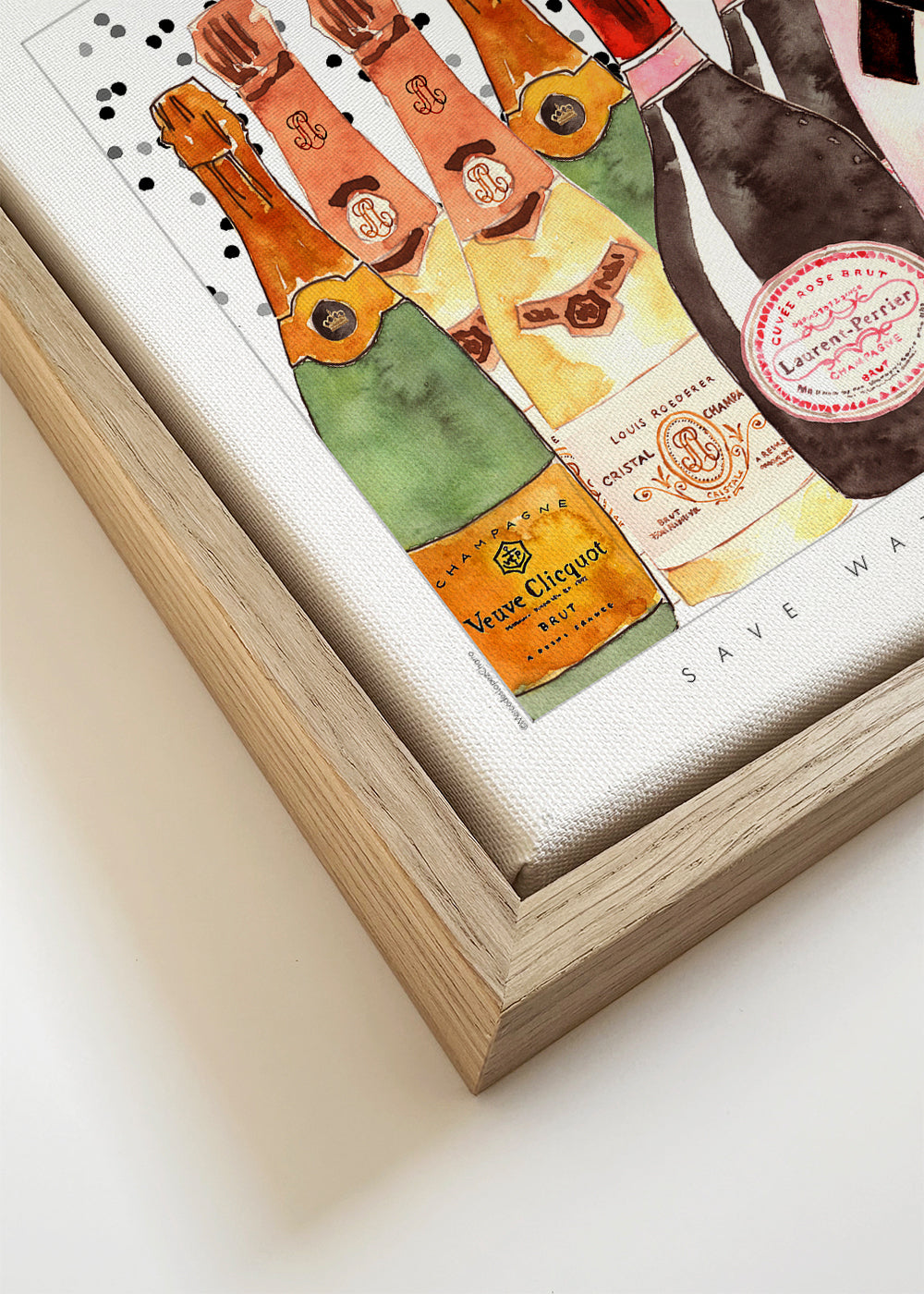 Køkkenkunst med illustrerede champagneflasker