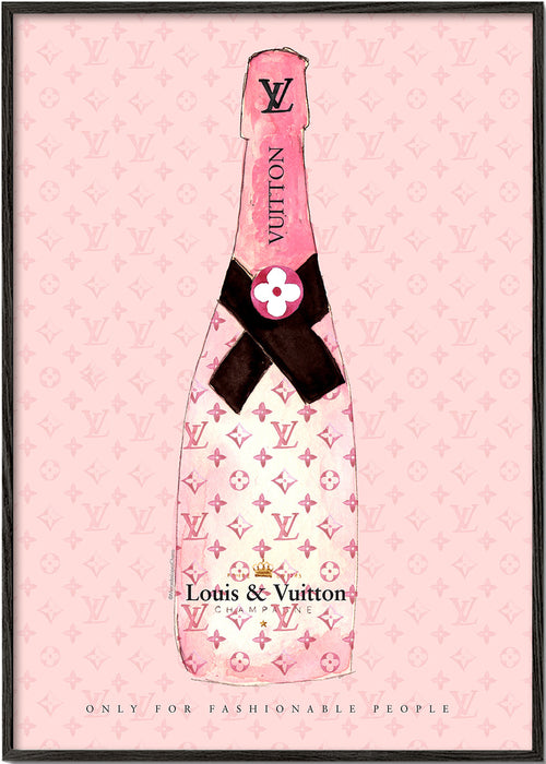 Illustration af LV-champagneflaske i pink