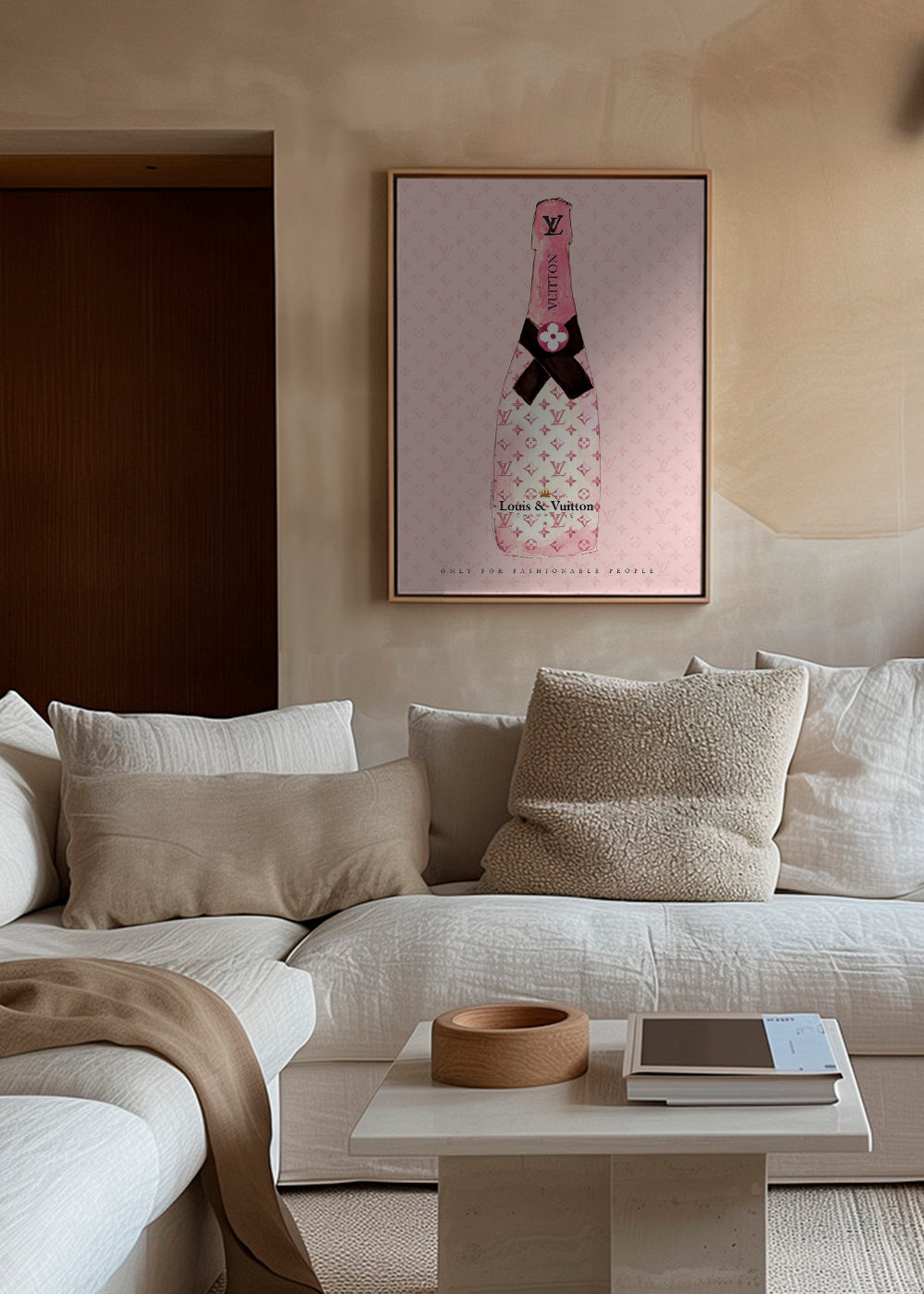 Illustration af LV-champagneflaske i pink