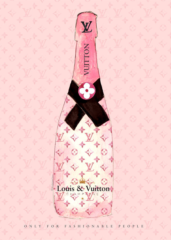 Illustration af LV-champagneflaske i pink